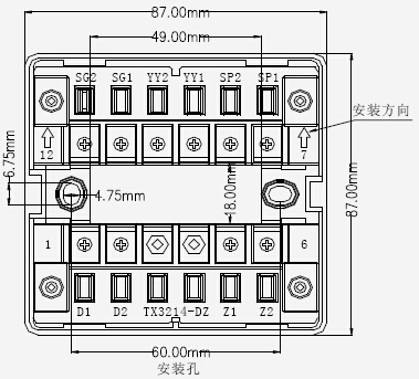 TX3214-DZ型底座接线示意图